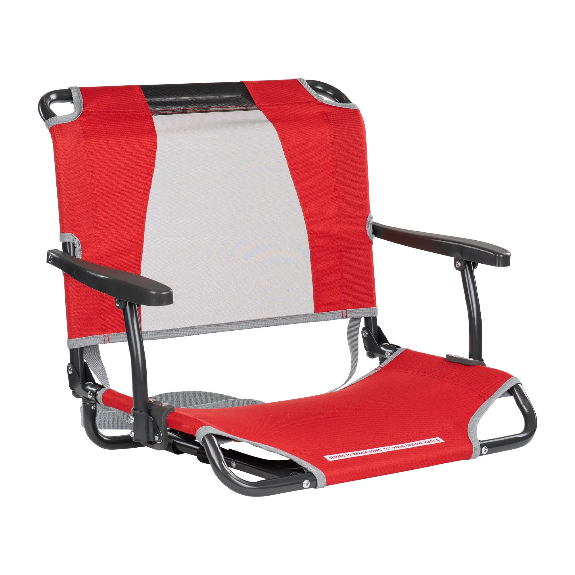 Compact Cushion Big Comfort Stadium Chair with Armrests - Choice 465 - Lightweight Folding Bleacher Chair with Cushioning - Red