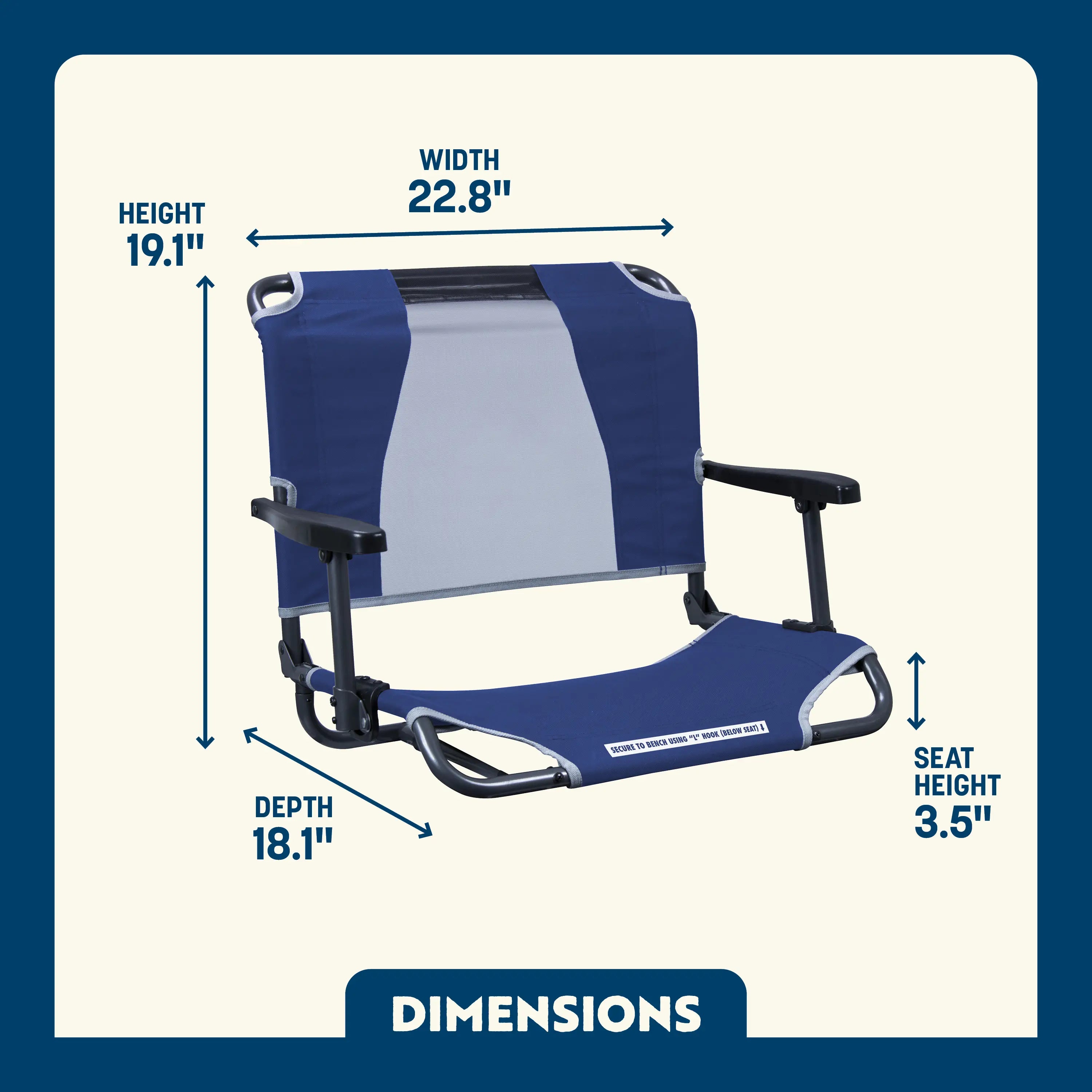 Compact Cushion Big Comfort Stadium Chair with Armrests - Choice 465 - Lightweight Folding Bleacher Chair with Cushioning Detail