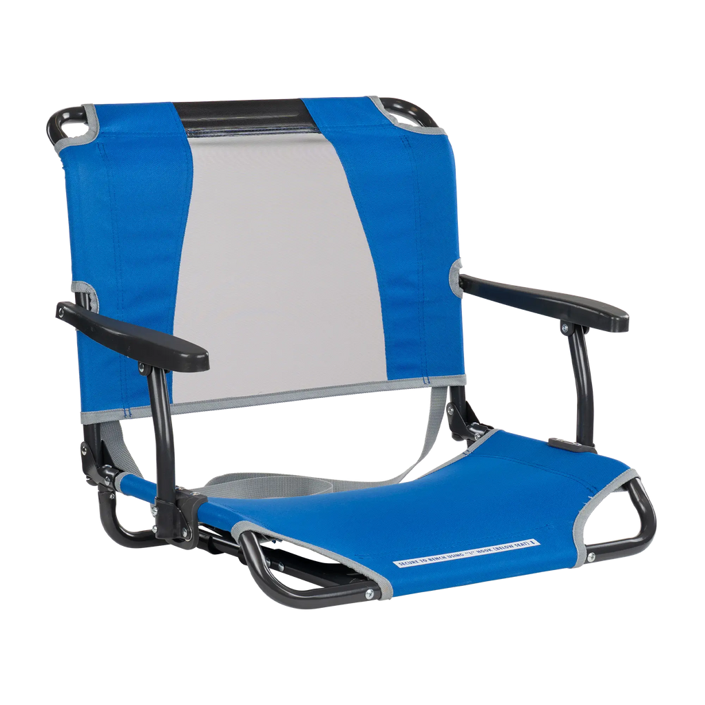 Compact Cushion Big Comfort Stadium Chair with Armrests - Choice 465 - Lightweight Folding Bleacher Chair with Cushioning - Royal Blue