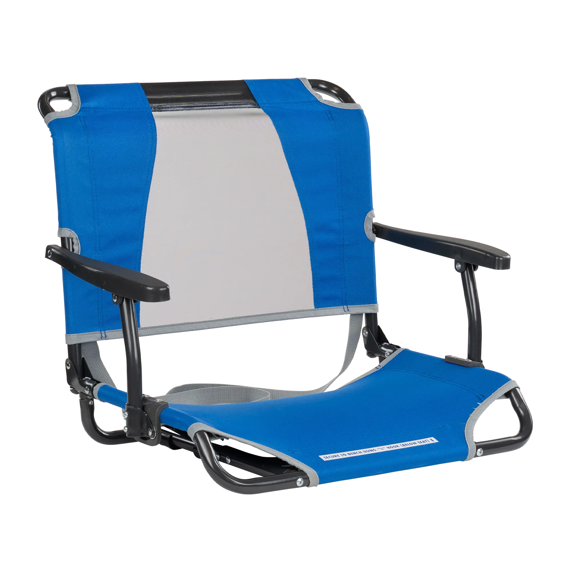 Compact Cushion Big Comfort Stadium Chair with Armrests - Choice 465 - Lightweight Folding Bleacher Chair with Cushioning - Royal Blue