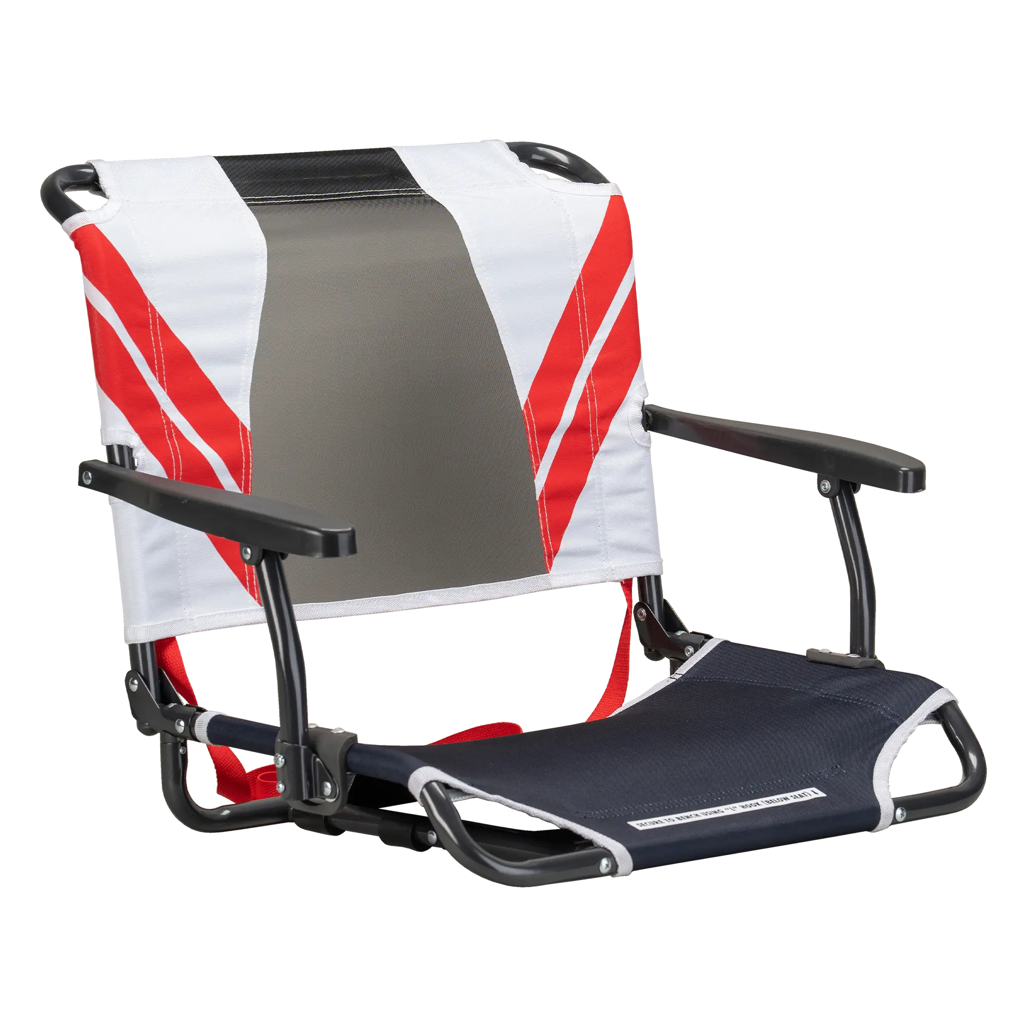 Compact Cushion Big Comfort Stadium Chair with Armrests - Choice 465 - Lightweight Folding Bleacher Chair with Cushioning - Indigo/White/Red