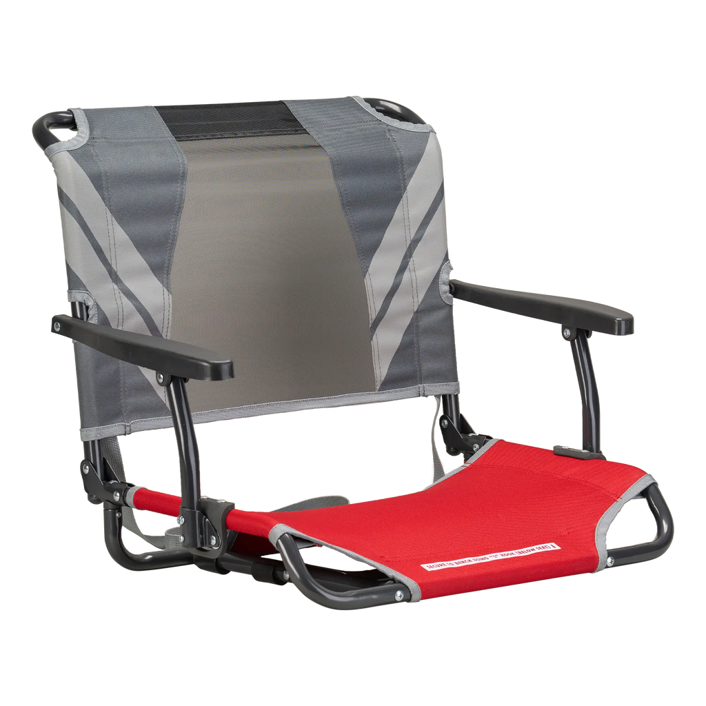 Compact Cushion Big Comfort Stadium Chair with Armrests - Choice 465 - Lightweight Folding Bleacher Chair with Cushioning - Red/Gray