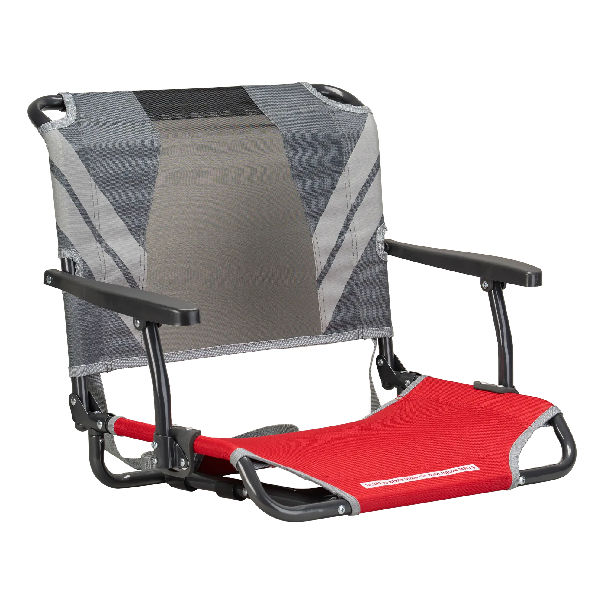 Compact Cushion Big Comfort Stadium Chair with Armrests - Choice 465 - Lightweight Folding Bleacher Chair with Cushioning - Red/Gray