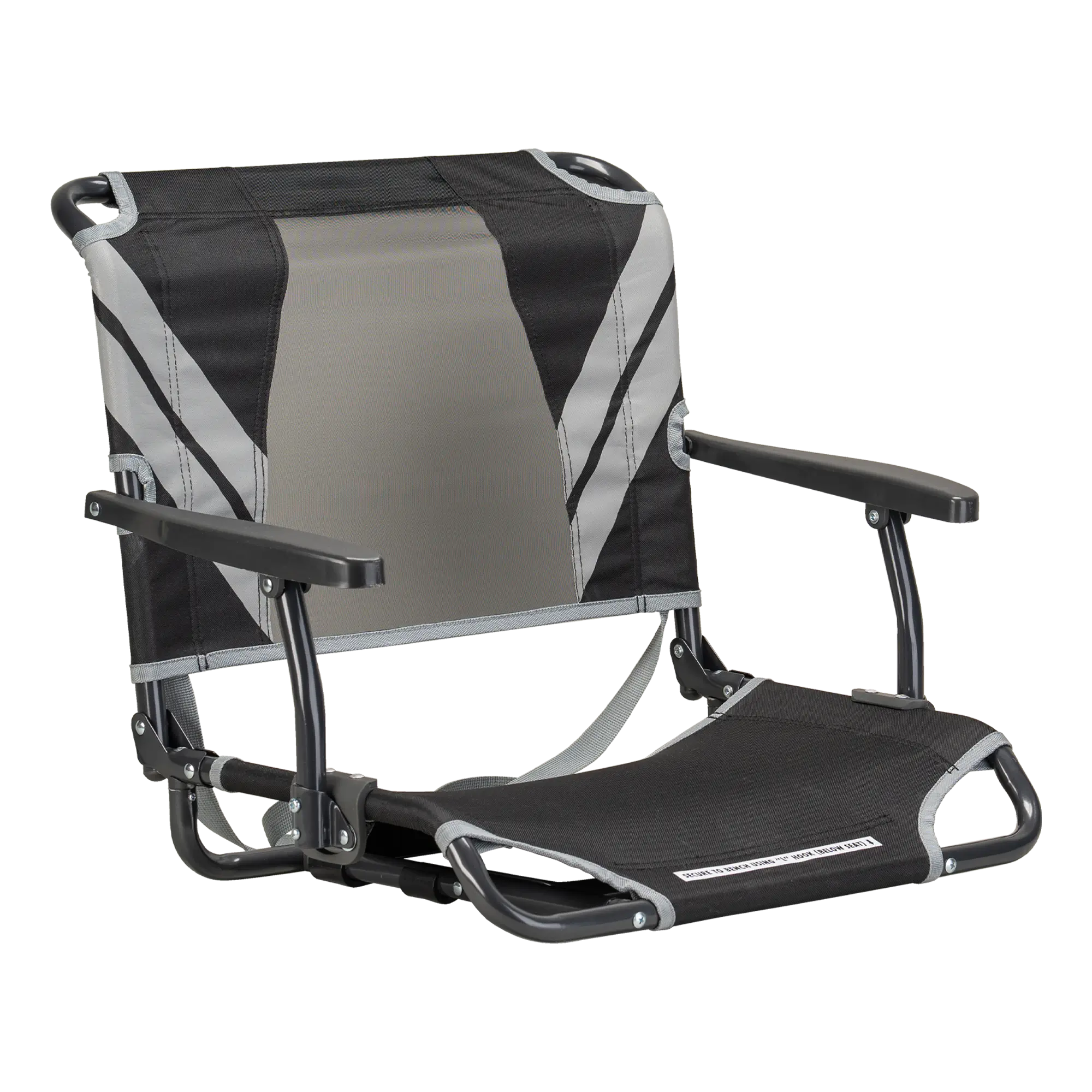 Compact Cushion Big Comfort Stadium Chair with Armrests - Choice 465 - Lightweight Folding Bleacher Chair with Cushioning - Black/Gray