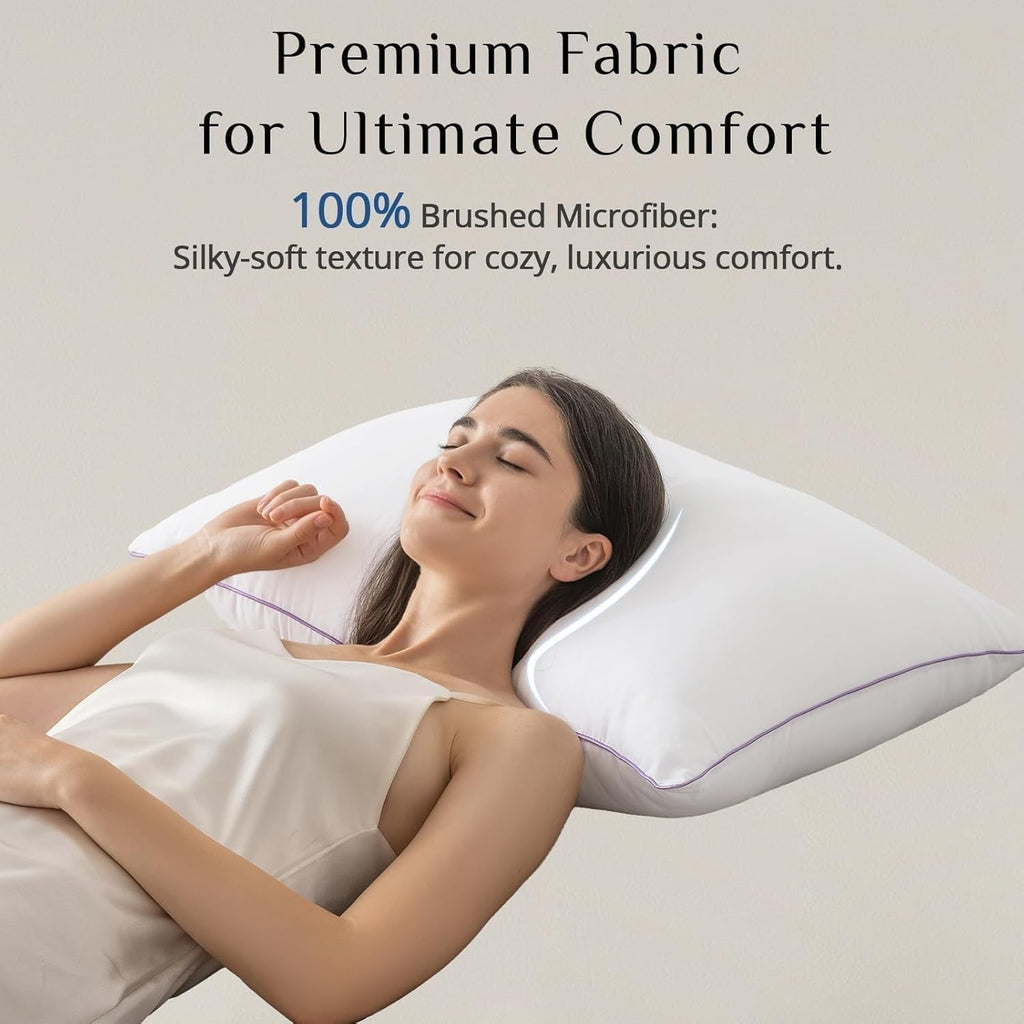 Fluffy Shredded Set of 4, Cooling and Supportive Bed with Super Soft Down Alternative Fill, Luxury Fluffy Hotel Quality for Side, Bac... - Orthopedic Shredded Foam Bed Pillow Set Detail
