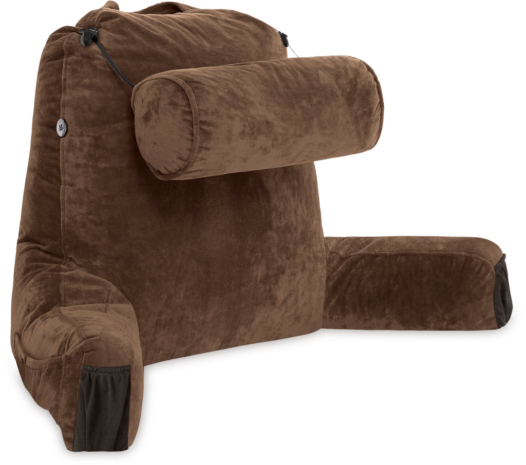 Hotel Collection Medium Chocolate Brown, Backrest - Detach Neck Roll, Removable Cover - Hotel Quality Plush Sleeping Pillows Detail