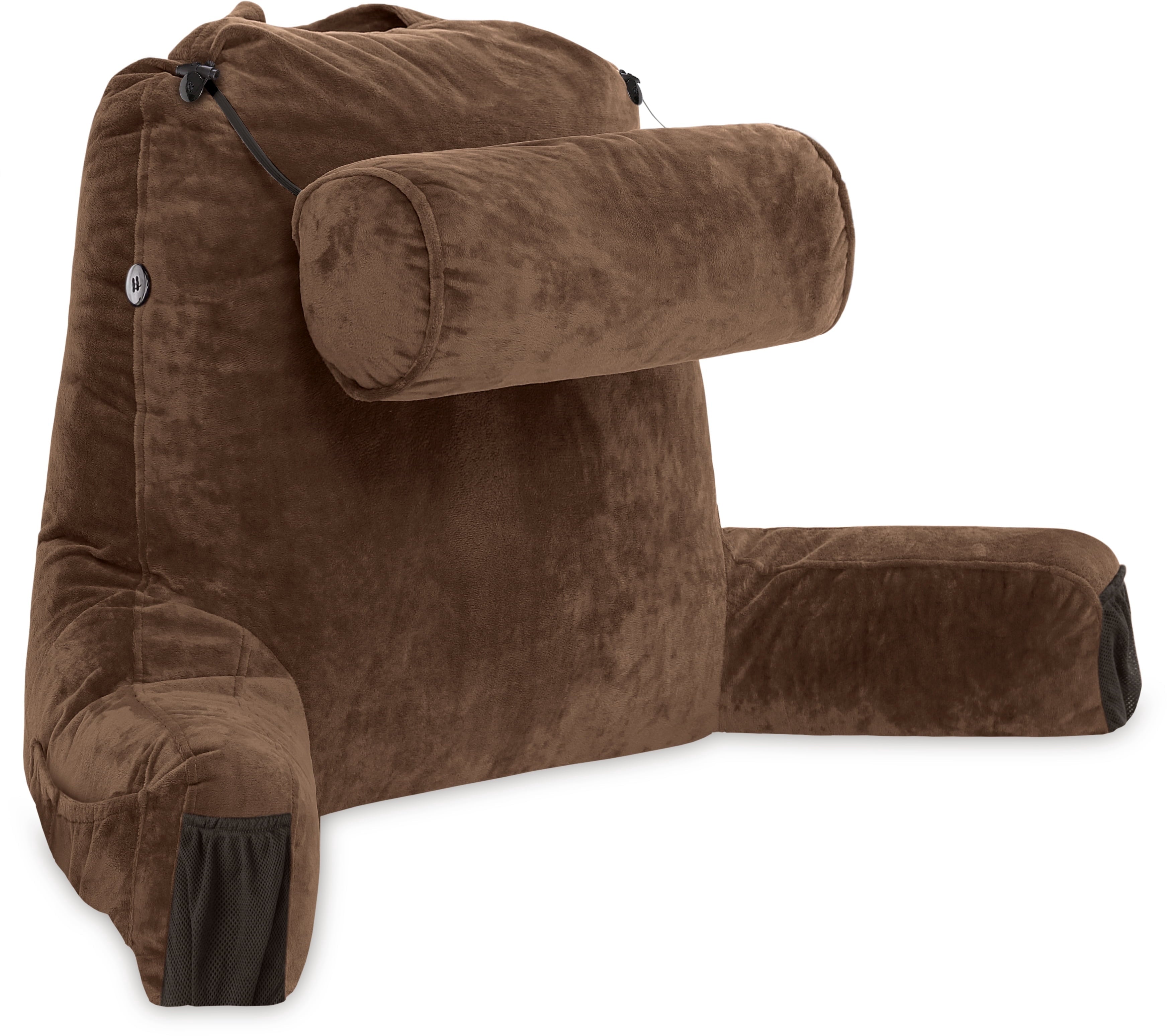 Hotel Collection Medium Chocolate Brown, Backrest - Detach Neck Roll, Removable Cover - Hotel Quality Plush Sleeping Pillows Detail