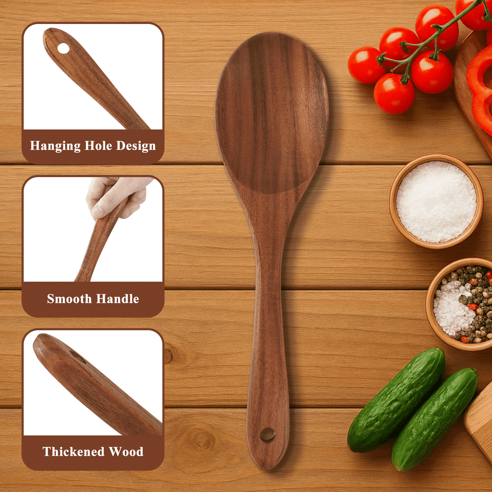 Non-Stick Safe Wooden Spoons for Cooking, 8 Pcs Natural Wooden Utensil for Cooking with Non-Stick, Heat Resistant, Wood... - Premium Stainless Steel Cooking Utensil for Non-Stick Pots Detail