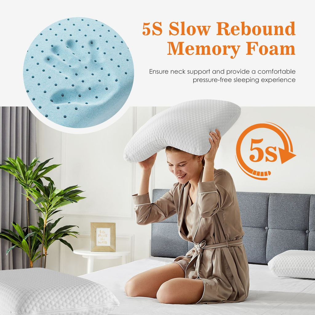 Orthopedic Support Memory Foam Pillow, Standard Size Pillows for Sleeping, Bed Pillow Soft and Comfortable, 1 Pack - Hotel Quality Plush Sleeping Pillows Detail