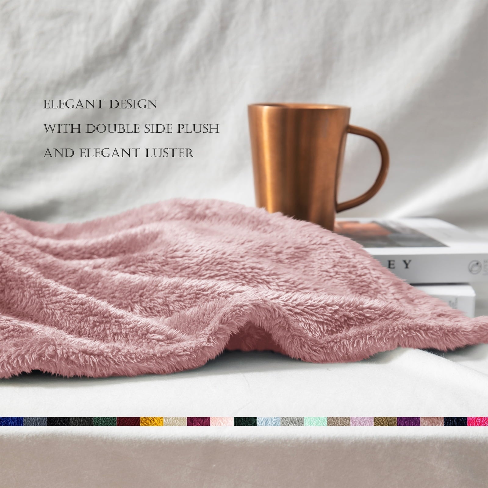 Lightweight Warm Plush Fuzzy Large Fleece Throw Blanket (50" x 70", Dusty Pink)- Soft, Warm and Lightweight - Lightweight Plush Warm Blanket for All Seasons Detail