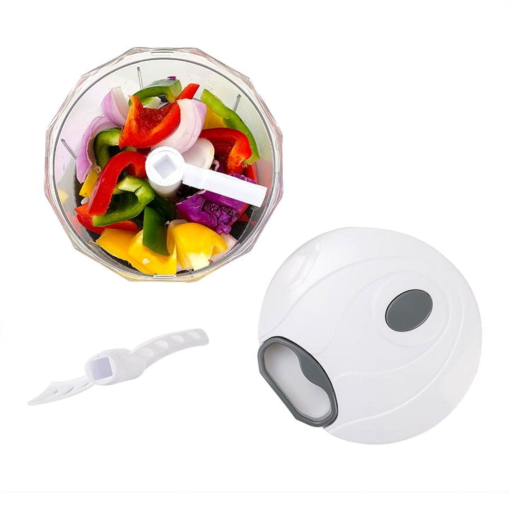Time-Saving 1qt Quick Pull Chopper, BPA free , SS Blades, Food Contact Safe Material , White & Grey, Weight 320g - Premium Stainless Steel Garlic Presser & Peeler Detail