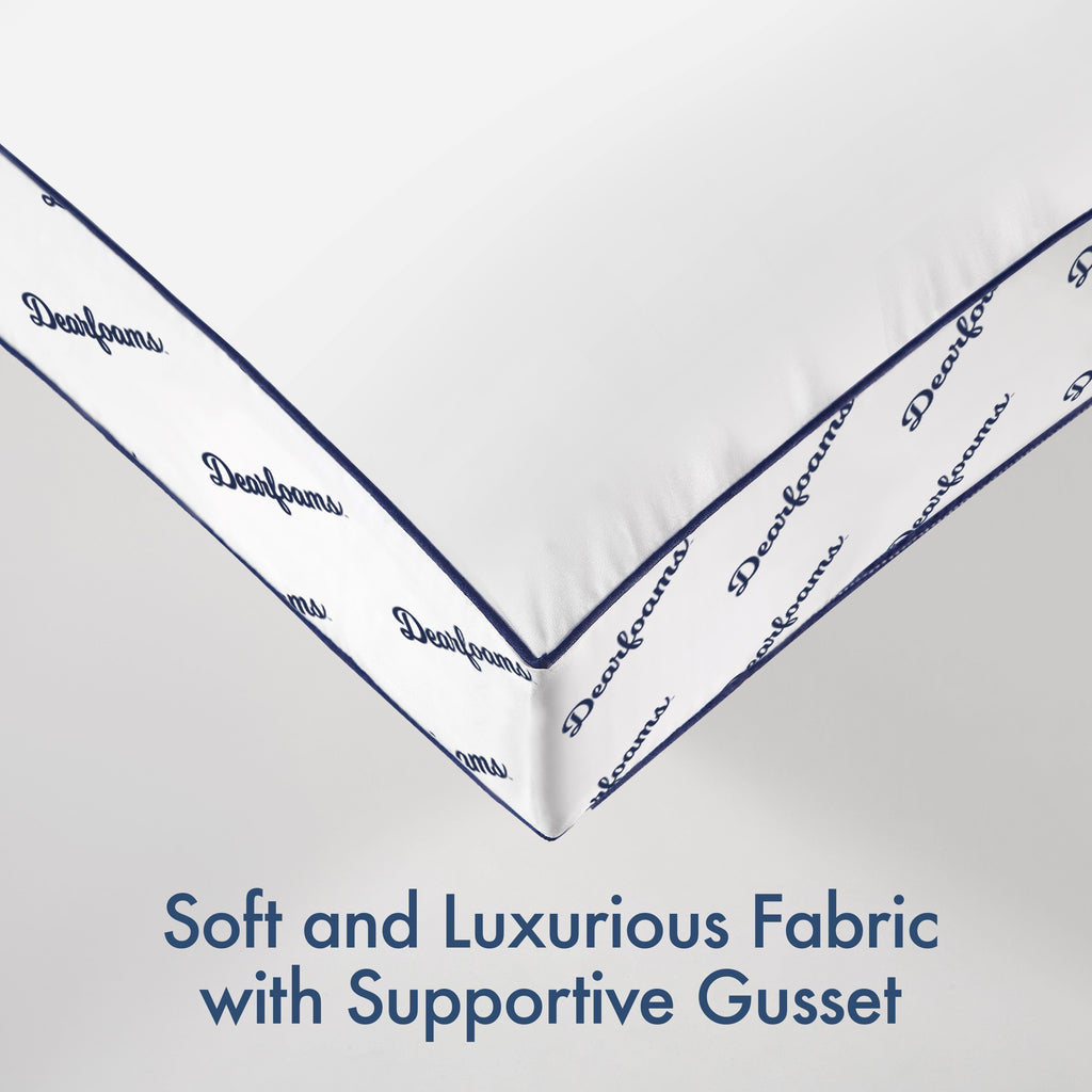 Orthopedic Support Cozy Gusseted Bed Pillow Standard, White - Hotel Quality Plush Sleeping Pillows Detail