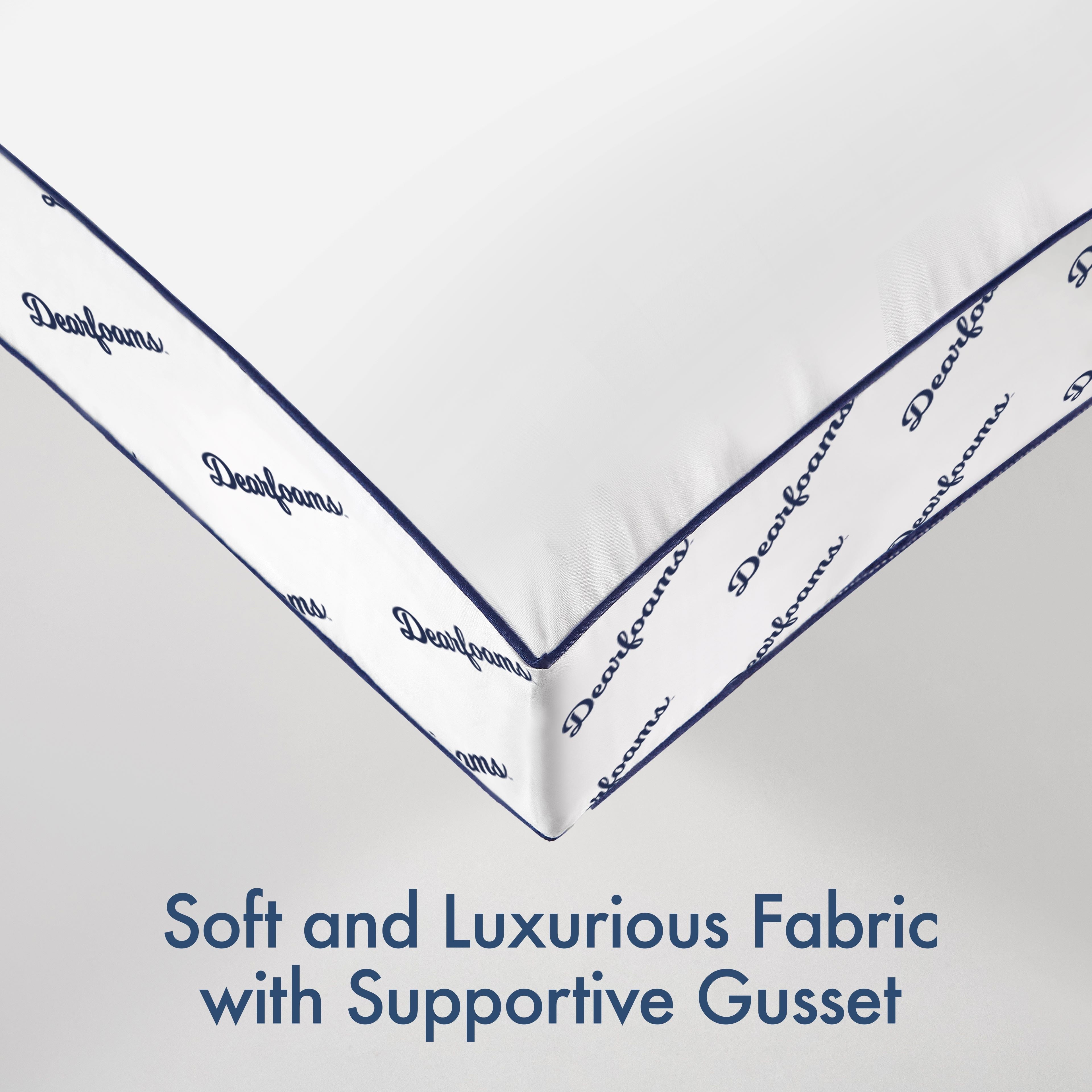 Orthopedic Support Cozy Gusseted Bed Pillow Standard, White - Hotel Quality Plush Sleeping Pillows Detail