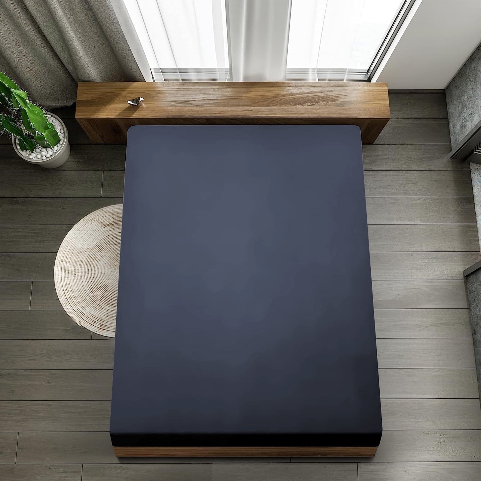 Wrinkle-Resistant Bed Sheet, Queen Size - Deep Pocket Soft Wrinkle and Fade Resistant - Breathable Egyptian Cotton Flat & Fitted Sheets Detail