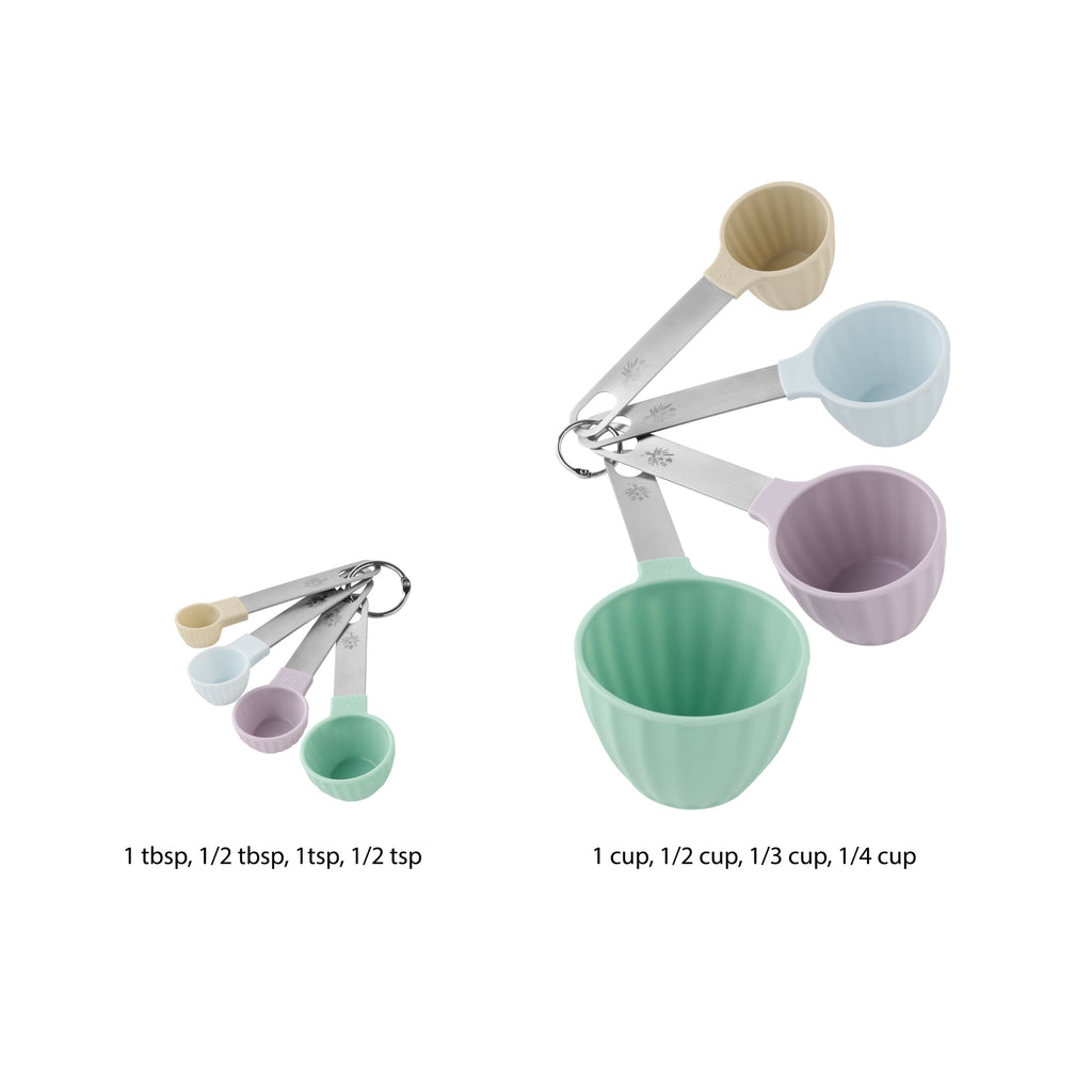 Premium Kitchen 8-Piece Plastic Measuring Cup and Spoon Set, Multicolor - Premium Stainless Steel Garlic Presser & Peeler Detail