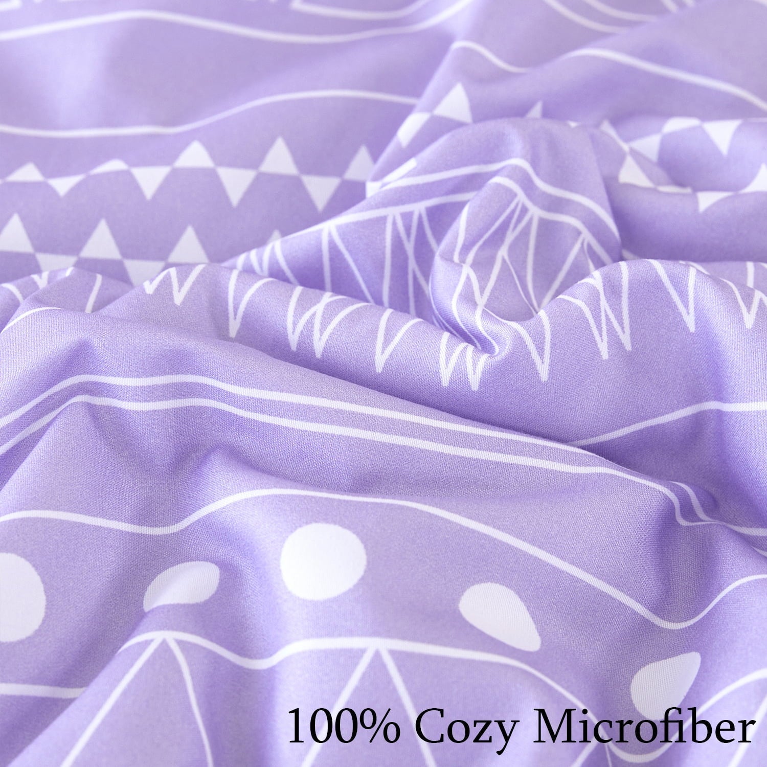Hypoallergenic Cloud 8-Pieces Boho Bedding Set Full Lavender Striped Bed in a Bag for Girls Women Soft Fluffy Purple Comforter Set with Sh... - Luxurious Quilted Duvet Cover Set Detail