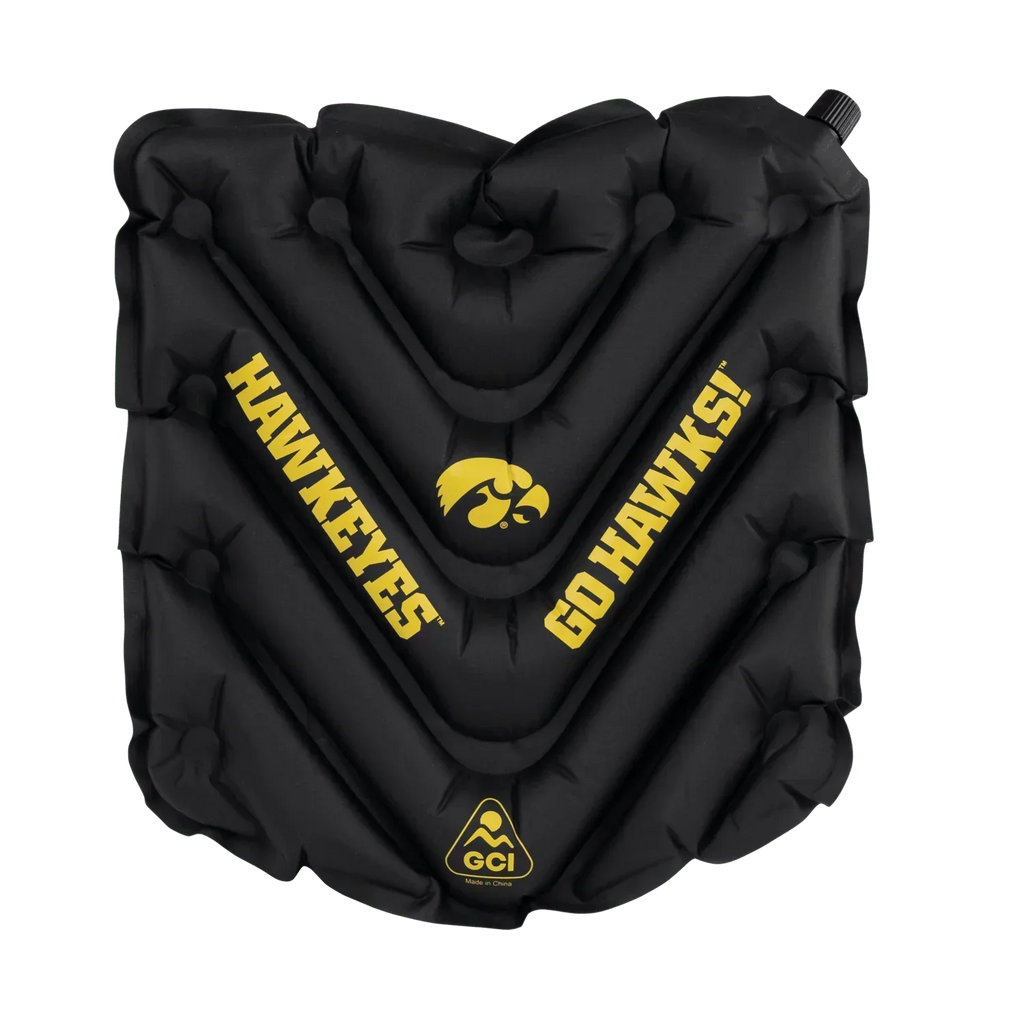 Compact Cushion College V Seat Inflatable Stadium Cushion - Iowa Hawkeyes - Choice 157 - Grandstand Cushion Seat with Secure Under-Bench Hooks - Default Title