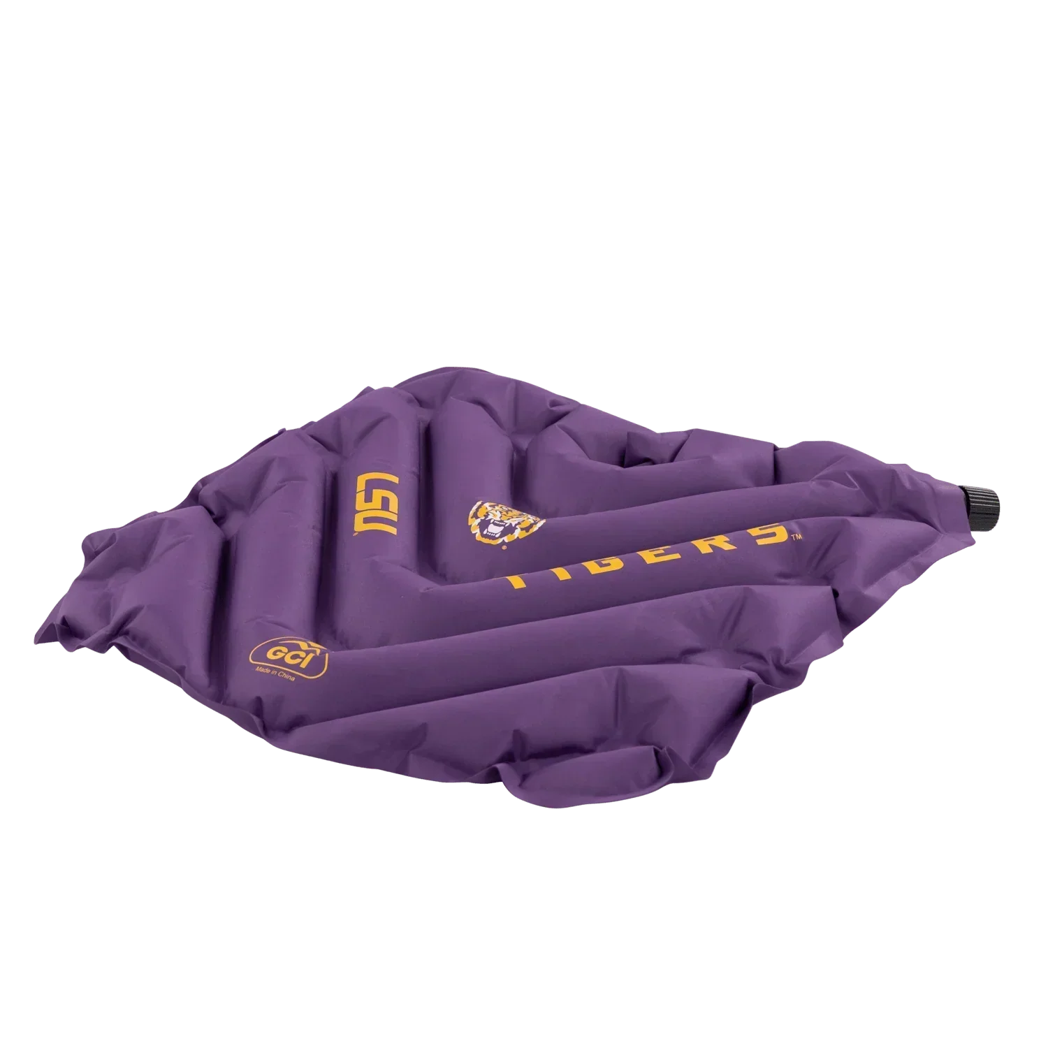 Bleacher-Friendly College V Seat Inflatable Stadium Cushion - LSU Tigers - Choice 762 - Grandstand Cushion Seat with Secure Under-Bench Hooks Detail