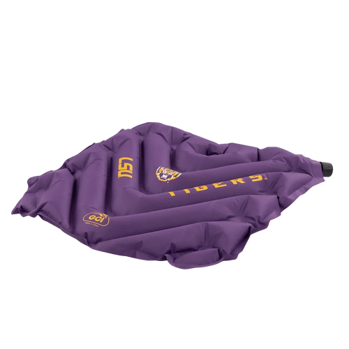 Bleacher-Friendly College V Seat Inflatable Stadium Cushion - LSU Tigers - Choice 762 - Grandstand Cushion Seat with Secure Under-Bench Hooks Detail