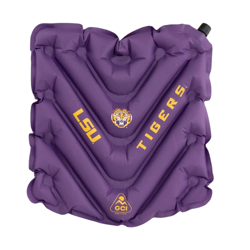 Bleacher-Friendly College V Seat Inflatable Stadium Cushion - LSU Tigers - Choice 762 - Grandstand Cushion Seat with Secure Under-Bench Hooks - Default Title