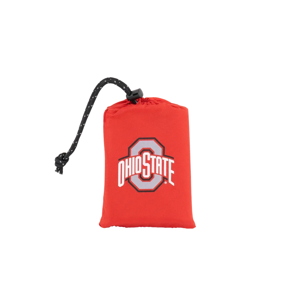 Secure-Hook College V Seat Inflatable Stadium Cushion - Ohio State Buckeyes - Choice 778 - Grandstand Cushion Seat with Secure Under-Bench Hooks Detail