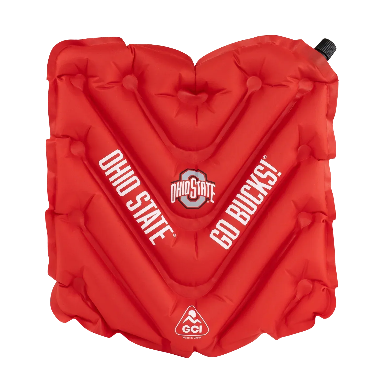 Secure-Hook College V Seat Inflatable Stadium Cushion - Ohio State Buckeyes - Choice 778 - Grandstand Cushion Seat with Secure Under-Bench Hooks - Default Title