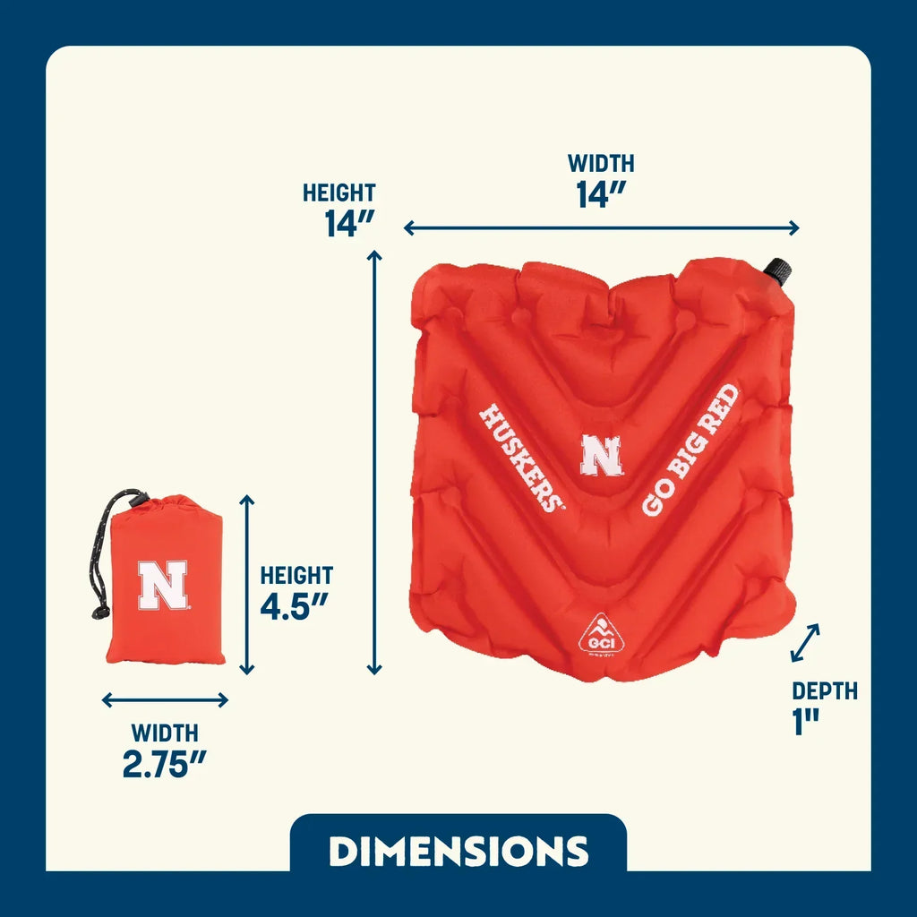 Compact Cushion College V Seat Inflatable Stadium Cushion - Nebraska Cornhuskers - Choice 277 - Lightweight Folding Bleacher Chair with Cushioning Detail