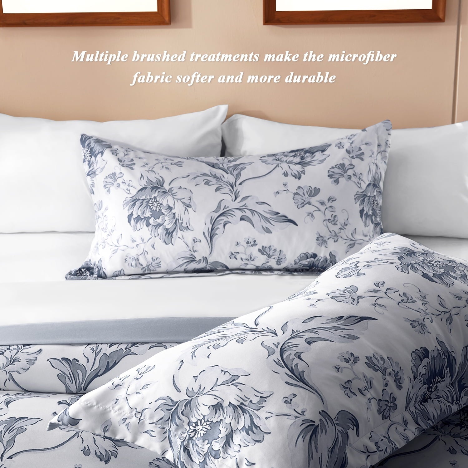 Fluffy Down Alternative Queen Comforter Sets,7-Pieces Reversible Bedding Sets,Bed in a Bag with Comforter,Flat Sheet and Fitted Sheet,Pillowc... - Cloud-Like Soft Lightweight Bed Comforter Detail