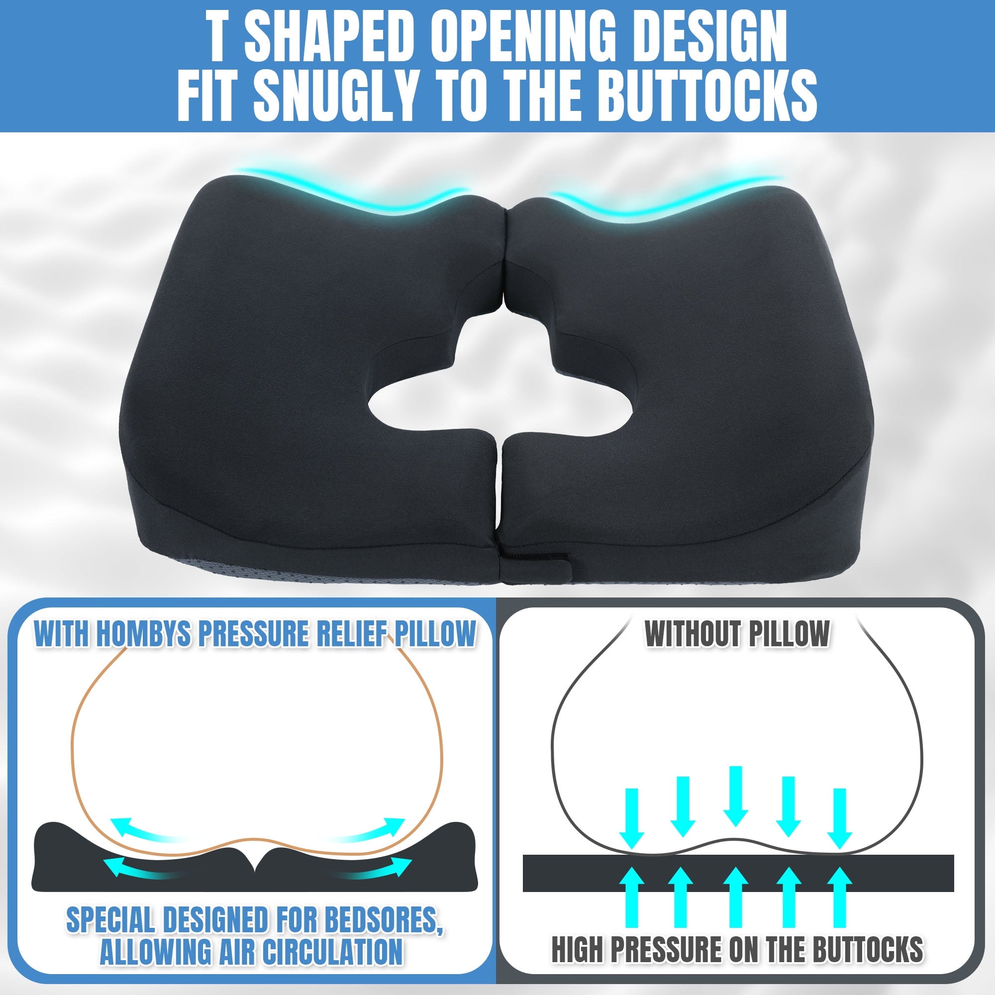 Ergonomic Memory Foam Memory Foam Bed Sore Cushions for Butt, Bedsore Pressure Relief Pillow for Sleeping and Sitting,Cushion for Bed Sores... - Hotel Quality Plush Sleeping Pillows Detail