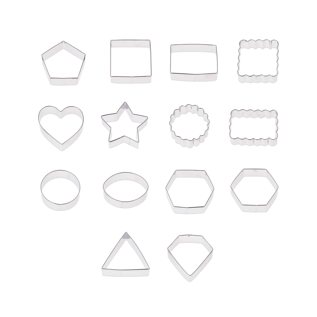 Multi-Functional Metal Shaped Cookie Cutters Set, 14 Pieces - Kitchen Gadget Tool for Quick Food Prep - Default Title
