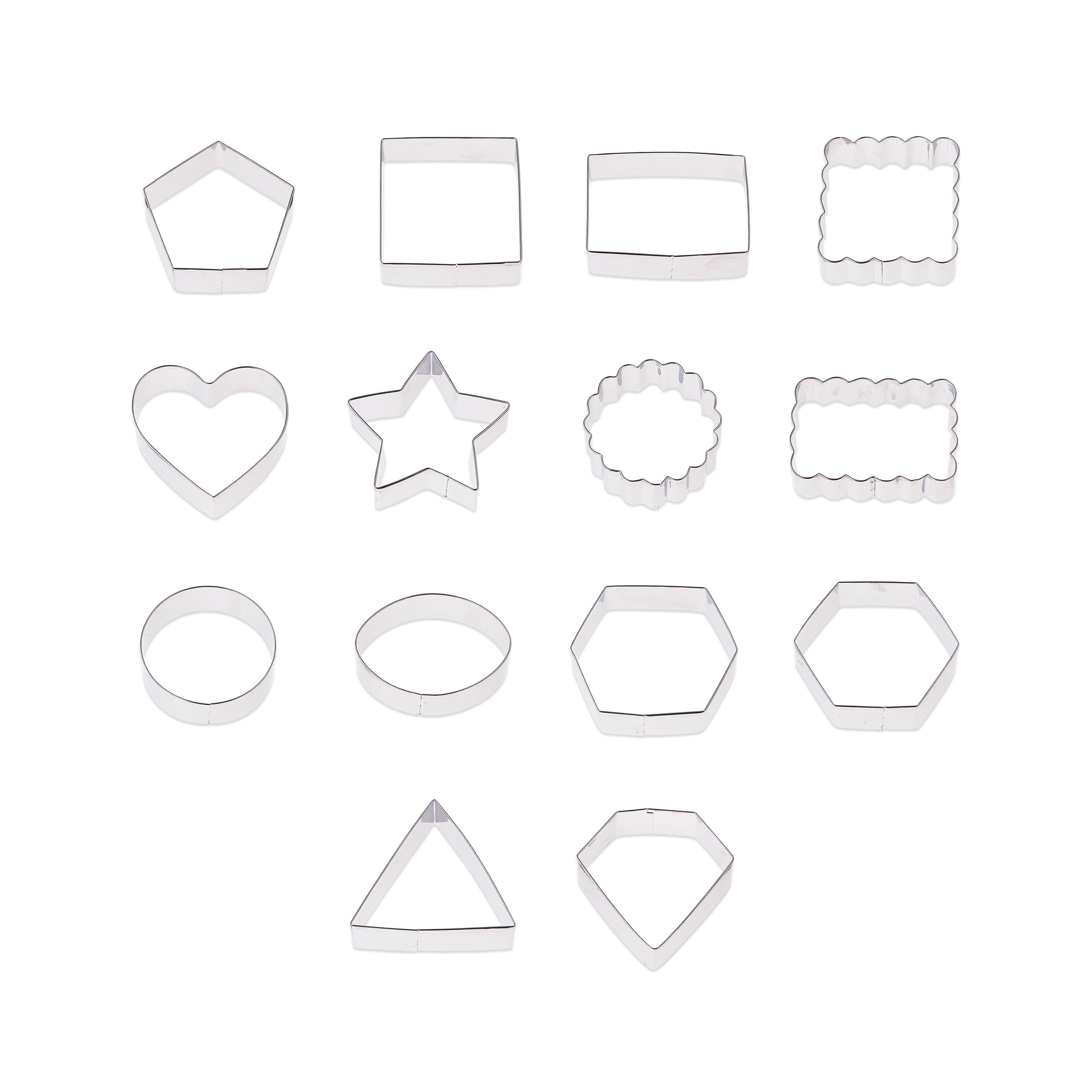 Multi-Functional Metal Shaped Cookie Cutters Set, 14 Pieces - Kitchen Gadget Tool for Quick Food Prep - Default Title