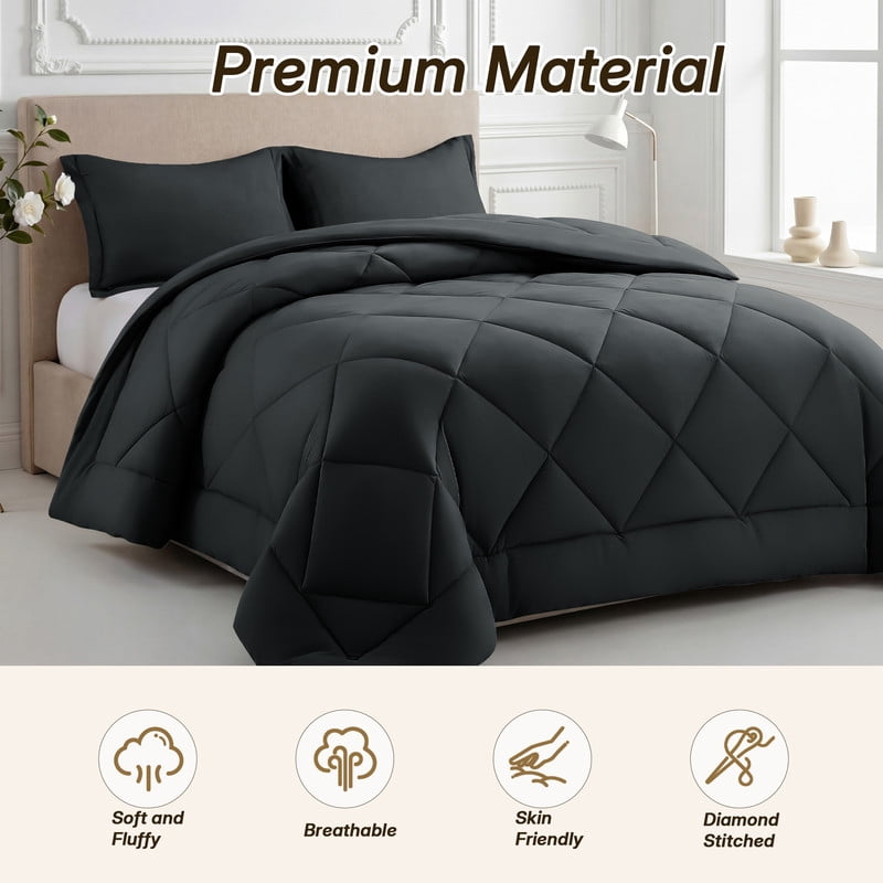 Heavyweight Warmth 3 Pieces Queen Size Comforter Set, All Season Lightweight Breathable Bedding Set with 1 Down Alternative Comforter an... - Hypoallergenic Ultra-Fluffy Quilt for Winter Detail