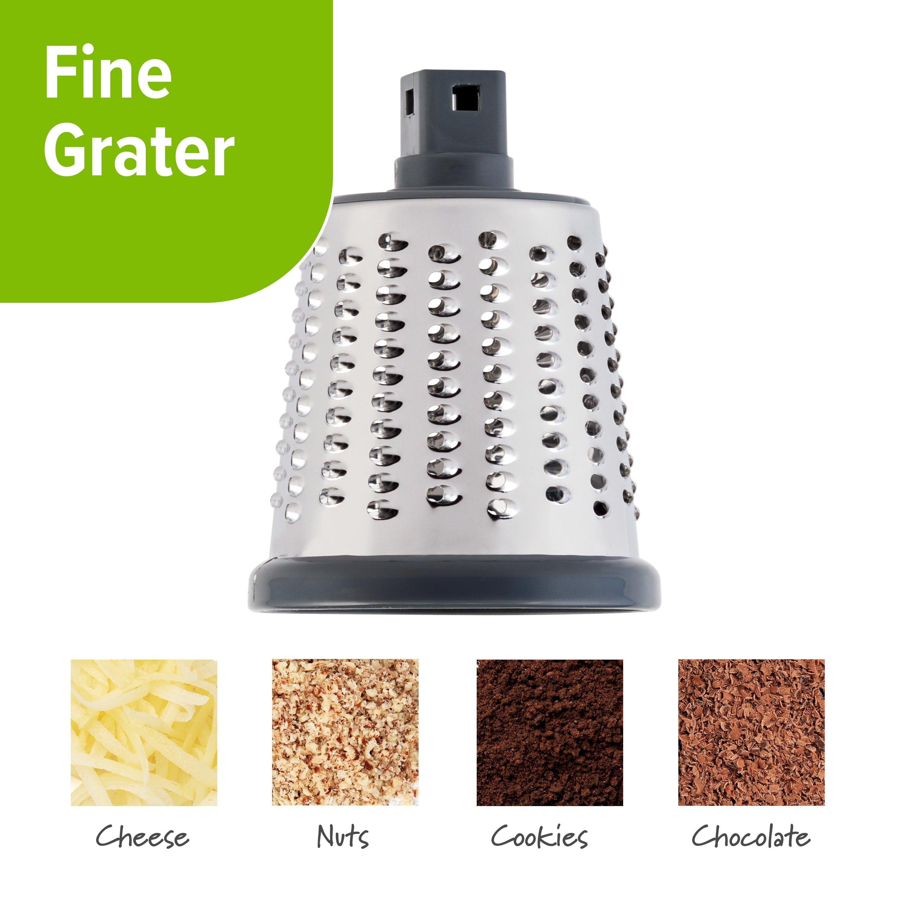 Ergonomic Manual Manual Rotary Grater & Slicer - Premium Stainless Steel Garlic Presser & Peeler Detail