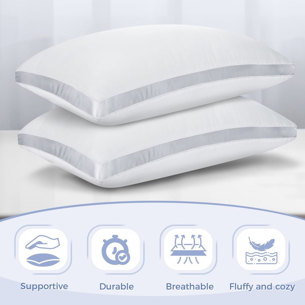 Fluffy Shredded Bed Pillows King Size Set of 2, Luxury Hotel Quality,Fluffy and Supportive Gusseted Bed Pillows for Side, Back, or St... - Orthopedic Shredded Foam Bed Pillow Set Detail