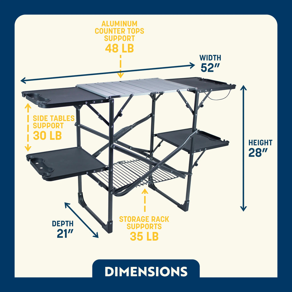 Compact Grilling Slim-Fold Cook Station - Choice 575 - Multi-Purpose Outdoor Culinary Cooking Set Detail