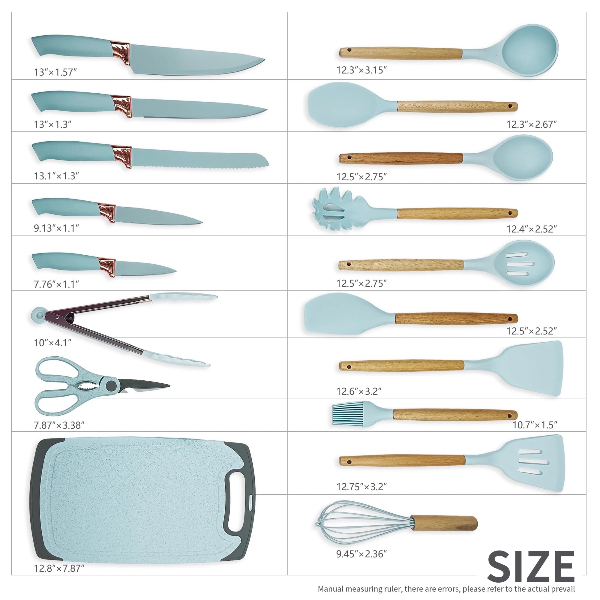Chef-Quality Silicone Kitchen Cooking Utensils Set, 19 Pieces Utensil with Holder, Heat Resistant, Green - High-Precision Culinary Tool for Baking & Cooking Detail