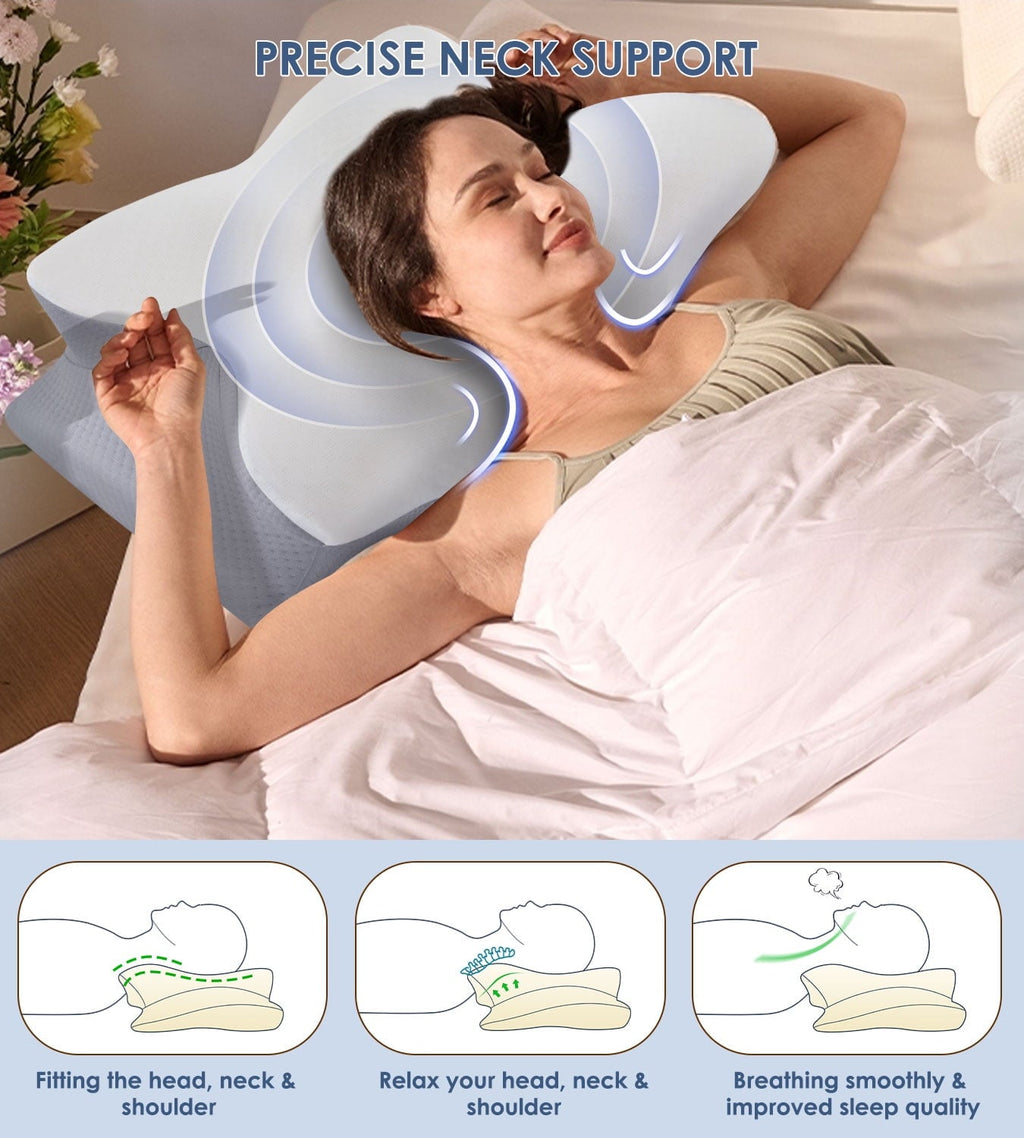 Ergonomic Memory Foam Cervical Pillow for Neck Pain Relief, Contour Memory Foam Pillows, Odorless Ergonomic Neck Pillow Adjustable Orthoped... - Orthopedic Shredded Foam Bed Pillow Set Detail