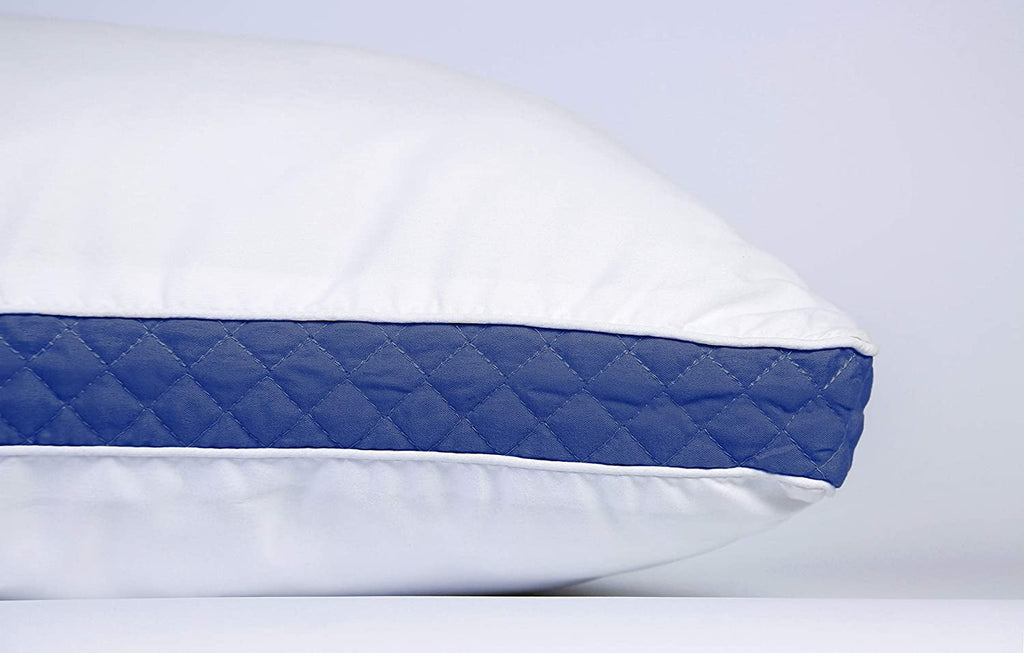 Orthopedic Support Gusseted Quilted Bed Pillows - Set of 2 Premium Bed Pillows for Side Sleepers and Back Sleepers - 2 Pack (King Size, Na - Orthopedic Shredded Foam Bed Pillow Set Detail