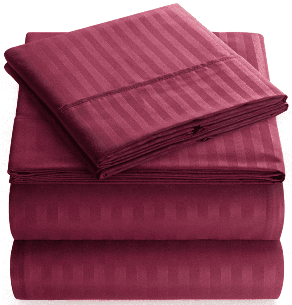 Ultra-Soft Bedding Set with Flat Sheet, Fitted Bed Sheet & Pillowcases, Full Burgundy - Breathable Egyptian Cotton Flat & Fitted Sheets - Default Title