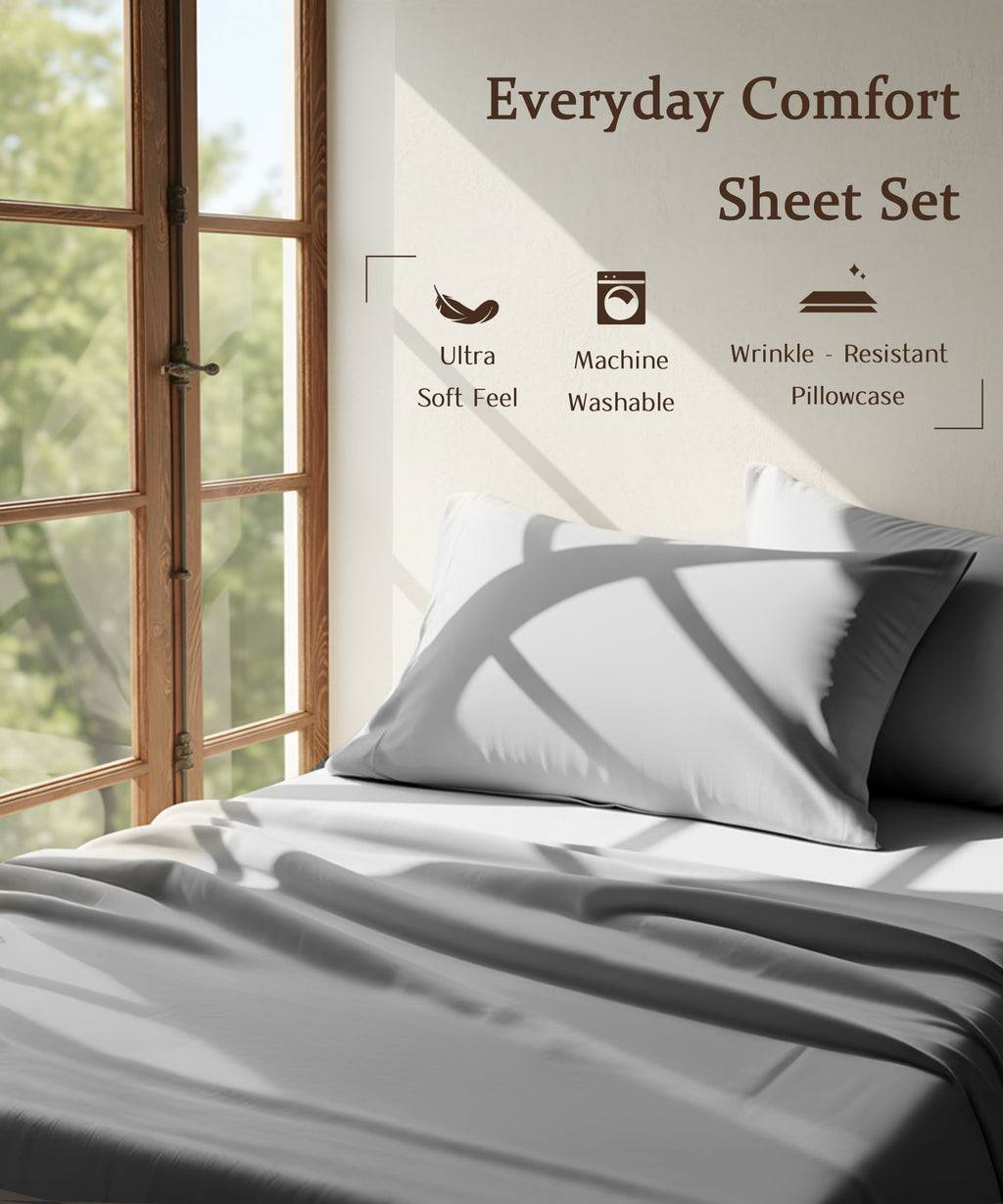 Ultra-Soft Full Size 4 Piece Sheet Set, Comfy Breathable Cooling Bed Sheets Set, Hotel Luxury Bedding, Deep Pockets, Ultra-Soft,... - Premium Ultra-Soft Pillowcase Pair for Sleeping Detail