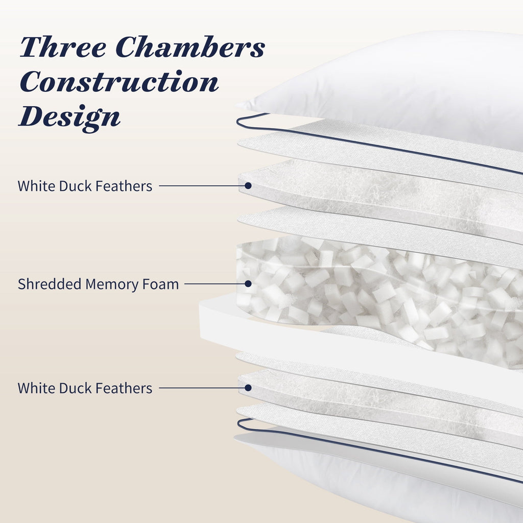 Fluffy Shredded for Queen Size 2 Pack, Duck Feather and Shredded Memory Foam Soft Luxury Hotel Collection - Decorative Throw Pillow Cushion for Sofa & Bed Detail
