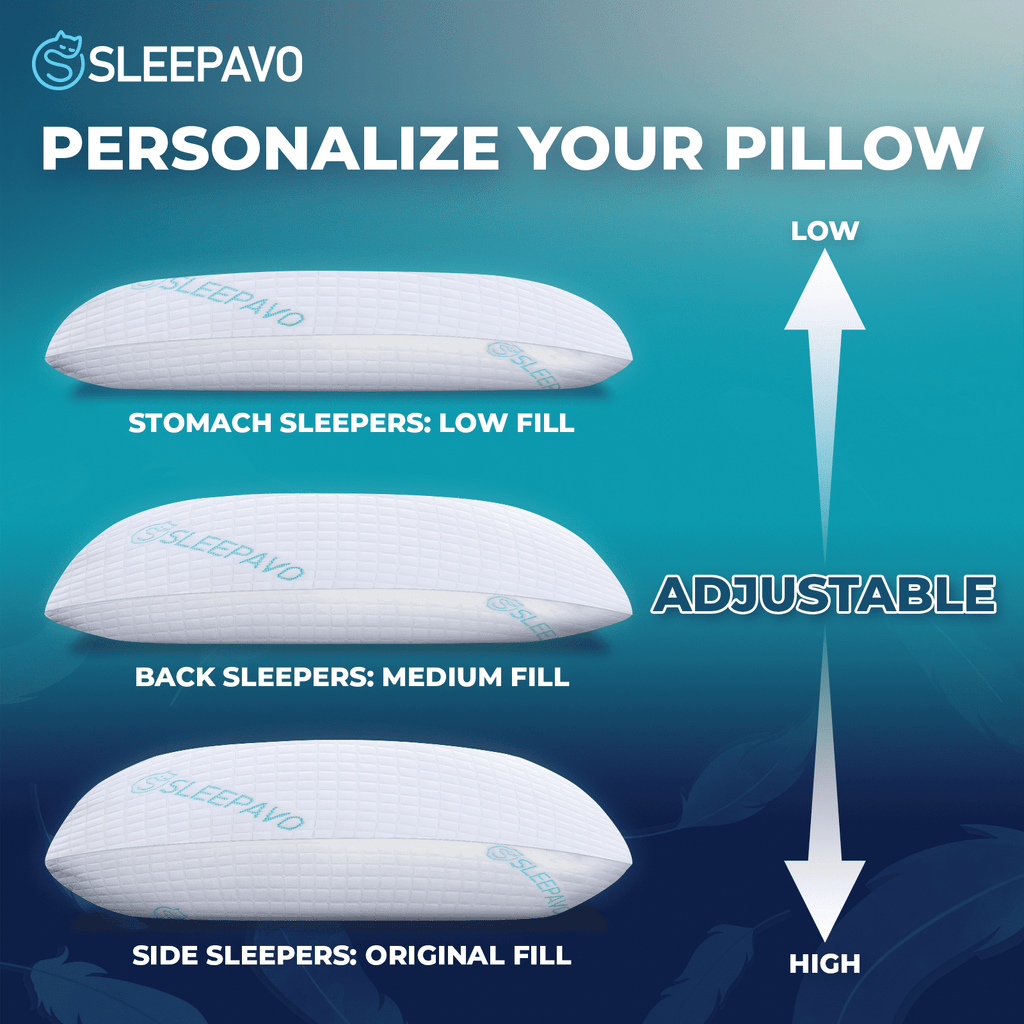 Ergonomic Memory Foam Adjustable Shredded Memory Foam Pillows Queen Size Set of 2 - Extra Soft Cooling Bamboo Bed Pillows for Sleeping - Ba... - Hotel Quality Plush Sleeping Pillows Detail