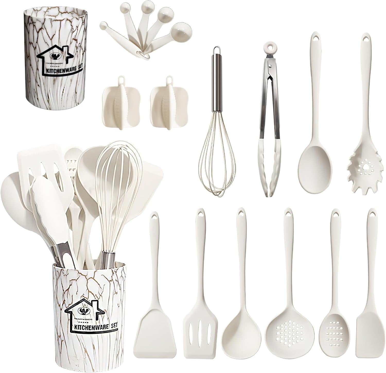 Chef-Quality Silicone Cooking Utensils Set - 446°F Heat Resistant Kitchen Utensils,Turner Tongs,Spatula,Spoon,Brush,Whisk,Kitchen ... - High-Precision Culinary Tool for Baking & Cooking - Default Title