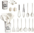 Ergonomic Cooking Silicone Cooking Utensils Set - 446°F Heat Resistant Kitchen Utensils,Turner Tongs,Spatula,Spoon,Brush,Whisk,Kitchen ... - Premium Stainless Steel Cooking Utensil for Non-Stick Pots - Default Title