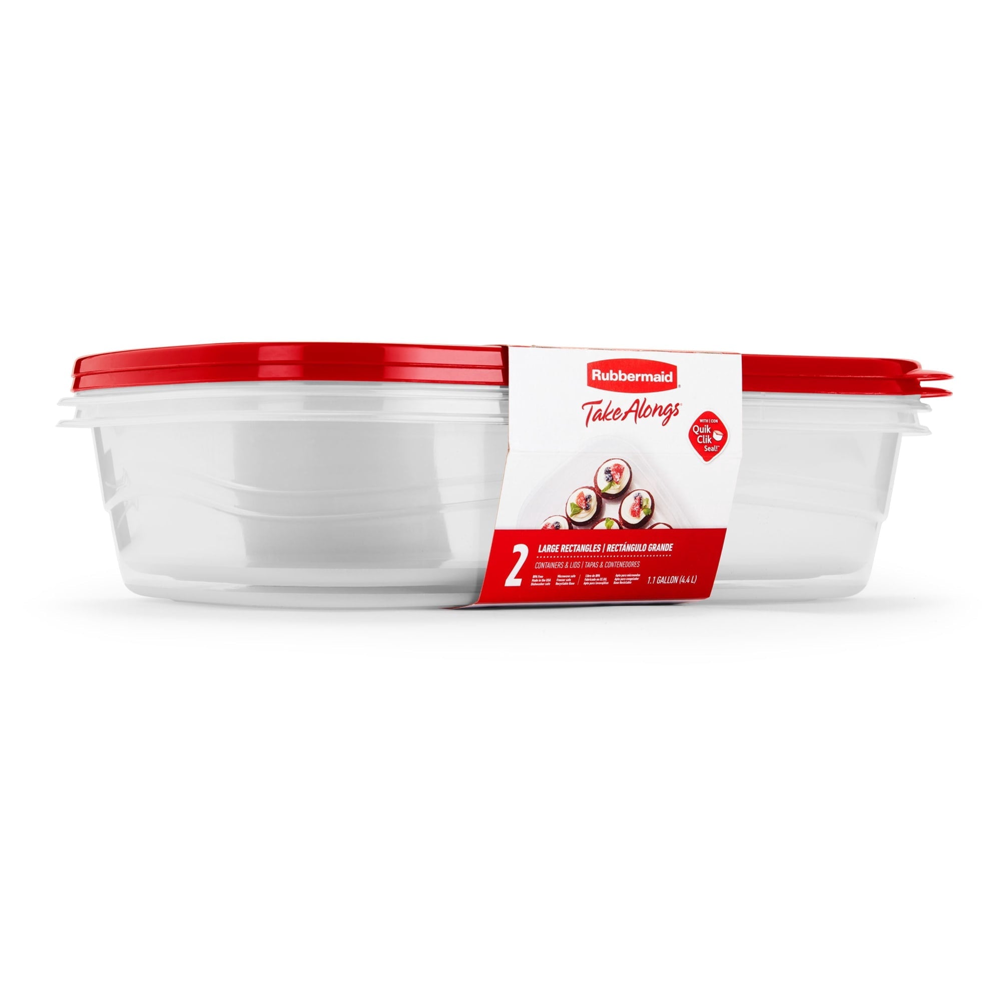 Whimsical Doughnut 1 Gallon, 2 Packs, Red, Large Rectangular Plastic Food Storage Containers - Playful Star & Heart Shaped Geometric NeeDoh Detail