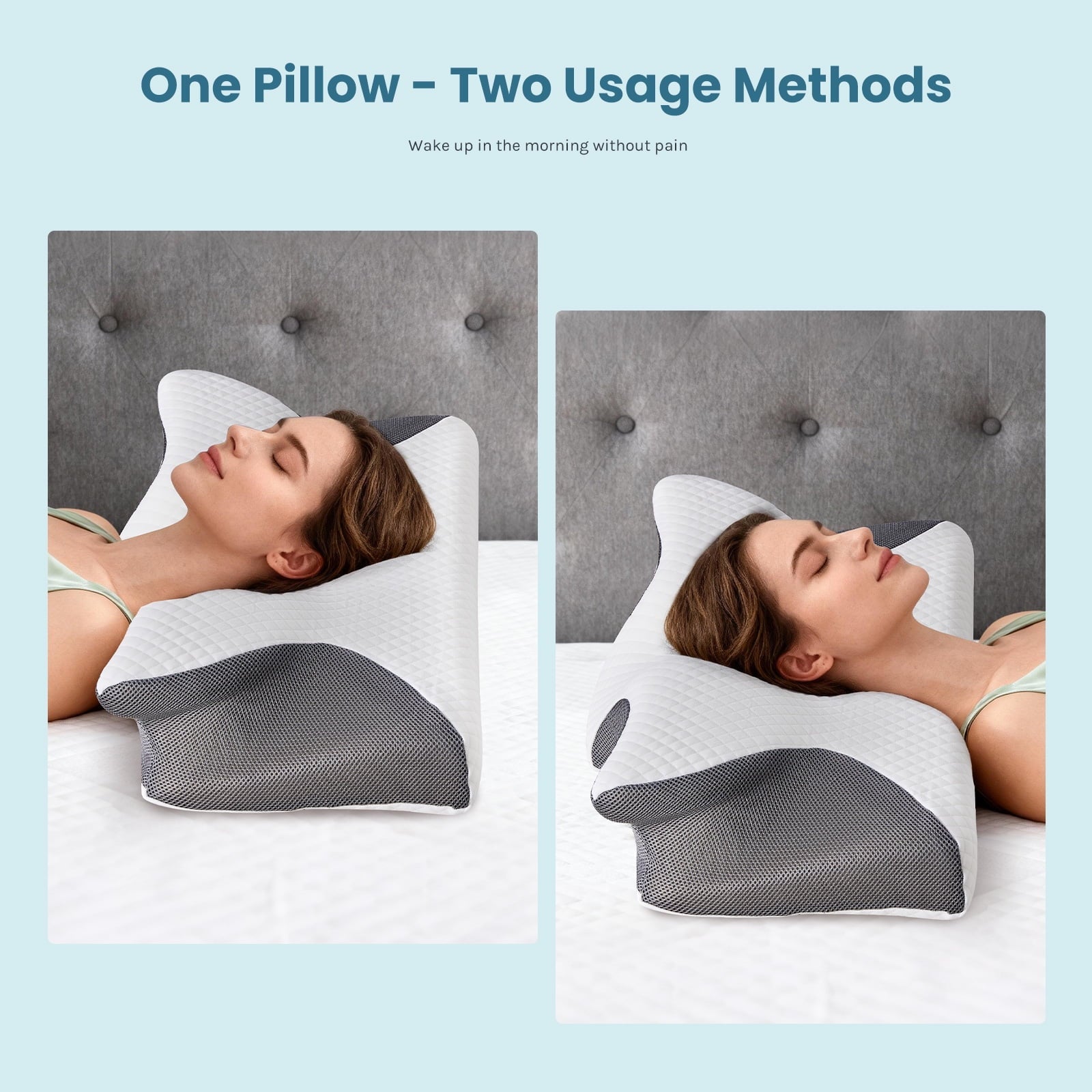 Decorative Plump Cervical Pillow for Pain Relief, Ergonomic Side Sleeper Pillow for Orthopedic Contour Support for Bed Sleeping, Memor... - Hotel Quality Plush Sleeping Pillows Detail