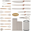 Non-Stick Safe Kitchen Utensils Set for Cooking, 11 Cooking Utensils, 6 Knife set Beige,3 Utensil Sets,utensilios de cocina - Premium Stainless Steel Cooking Utensil for Non-Stick Pots - Default Title