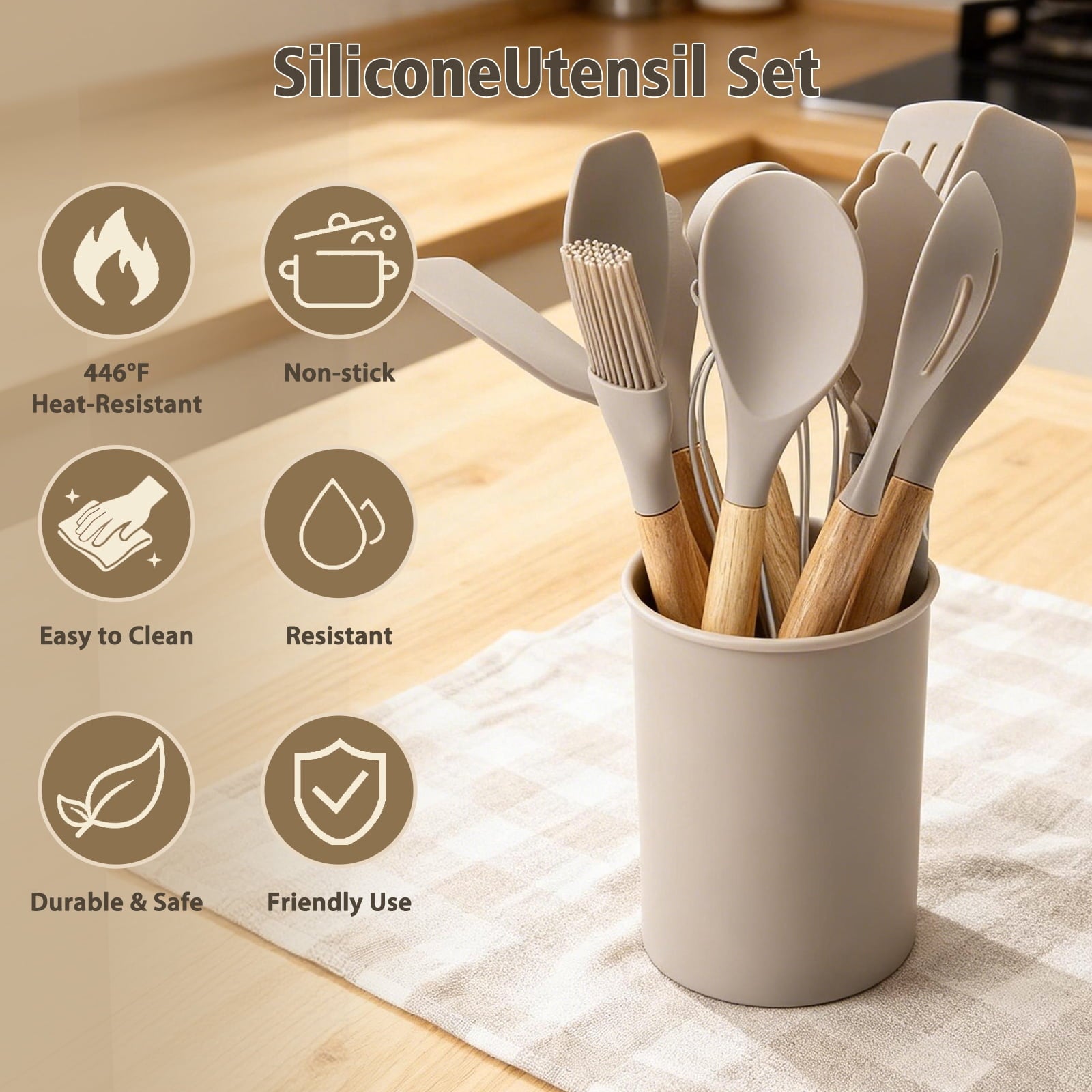 Durable Steel Silicone Cooking Utensils Set, Heat Resistant Kitchen Tools, 36 PCS Non-Stick Silicone Cooking Kitchen Utensils, Khaki - Heavy Duty Stainless Steel Kitchen Shears Detail