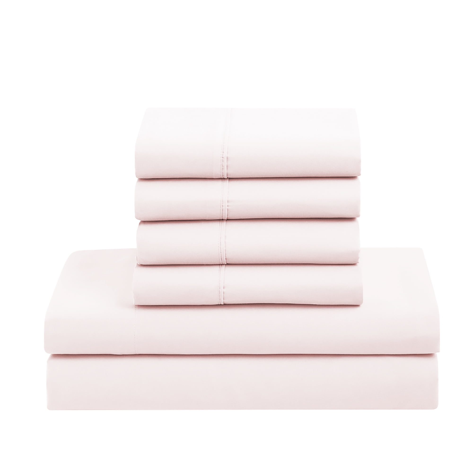All-Season Supreme 7 Piece Bed-In-A-Bag All Season Solid Comforter & Sheet Set, Full, Pale Pink - Luxurious Quilted Duvet Cover Set Detail