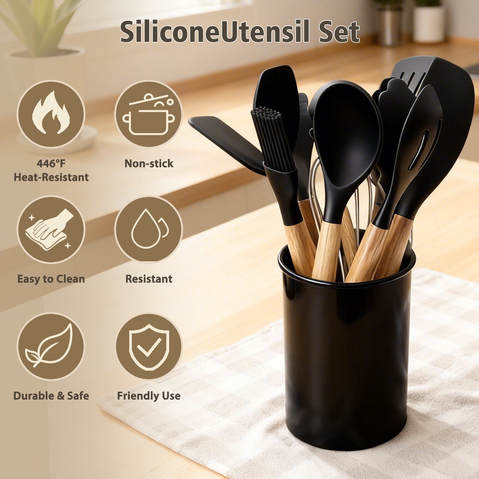 Seamless One-Piece Silicone Cooking Utensils Set, Heat Resistant Kitchen Cooking Utensils Set, 12 PCS Handle Silicone Kitchen Gadgets Ut... - Heat-Resistant Silicone Cooking Spatula Turner Detail